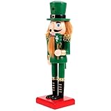 HOLIDYOYO St. Patricks Day Nutcracker Figurine Leprechaun Wooden Soldier Pastel Nutcracker Figures Puppet Irish Decor for Shelves Tables, 25x7.5cm, Green