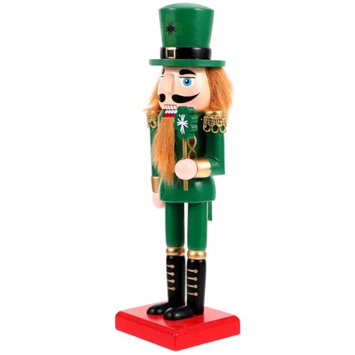 HOLIDYOYO St. Patricks Day Nutcracker Figurine Leprechaun Wooden Soldier Pastel Nutcracker Figures Puppet Irish Decor for Shelves Tables, 25x7.5cm, Green
