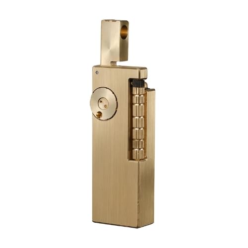 Image of Smoke King Side Slip Sovereign Spark Narrow Series Fluid Lighter - Solid Brass Refillable Pocket Lighter, Slim Rectangular Design, Durable Sealed Construction for Everyday Carry