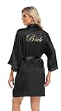 PENGEE Women's Short Kimono Robe Soft Bride Bridesmaid Robes for Wedding Party Bridal Robes Getting Ready
