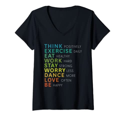 Mujer Think Positive Affirmation Inspirational Motivational Gift Camiseta Cuello V