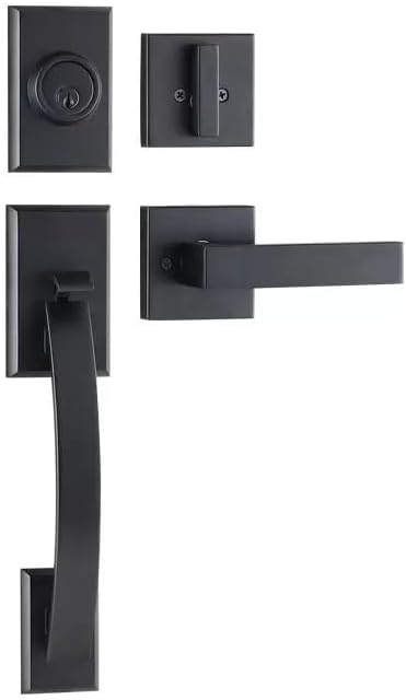 SUYA Heavy Duty Front Door Lock Set with Single Cylinder Deadbolt and Lever Handle - Reversible for Left/Right Hand Interior/Exterior Doors - Matte Black Finish