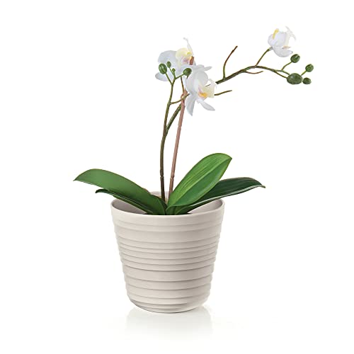 Guzzini - Tierra, Single Pot Holder, Recycled Plastic Vase - Clay Color, diameter 12,8Xh12 cm - Image 2