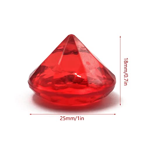 XHKDSYMC 100Pcs Clear Acrylic Diamonds 25mm Wedding Table Scatters Gemstones Confetti for Vase Fillers,Floral Decor,Bridal Shower Decorations,Home Centerpieces,Candle Display (Red)