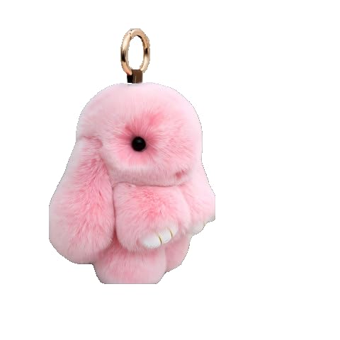 Bunny Fur Rex Rabbit Pompom Ball Doll Pendant Keychain Car Handbag Keyring