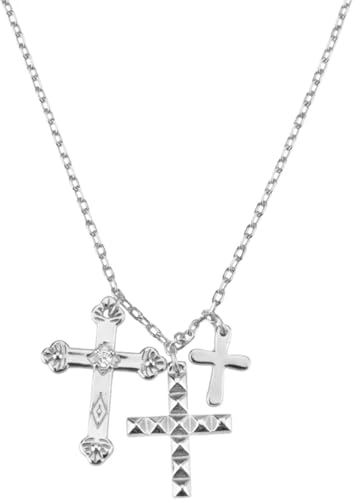 Chaîne collier croix pour homme et femme avec pendentif long argenté