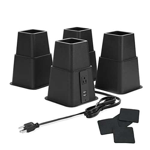 Tuffen Heavy Duty Bed Risers with Power Outlet and USB,...