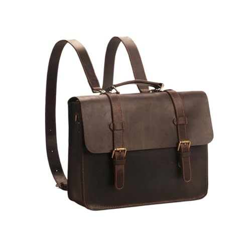 Borse Porta PC Borsa per laptop da 14 pollici pelle di vacchetta vintage fatta a mano da pendolare a tracolla da lavoro con valigetta a PC Portatile Color: Dark Bro