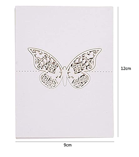 LATRAT 20 Stück weiße Schmetterlingskarten Laserschnitt, Name Platz Karten, Weiß Schmetterling weiße Tischkarten, für Gastgeschenke Geburtstag Tischkarten Hochzeit Party Favor
