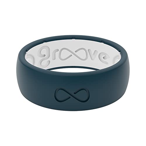 Groove Life Solid Anchor/White Ring - Breathable Silicone Wedding Rings for Men, Lifetime Coverage, Unique Design, Comfort Fit Ring - Size 10