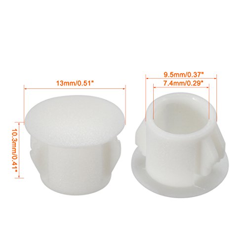 Image of uxcell Hold Plugs,20pcs 9.5mm x 10.3mm White Nylon Round Snap Locking Panel Hole Plugs Cover