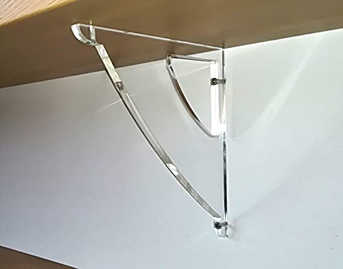 Agplex - Coppia reggimensola in vetro acrilico plexig. - Supporto Staffa a scomparsa per mensola - Spessore vetro acrilico 12mm (21x21 cm)