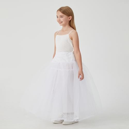 Girls Long A-line Tulle Lace Underskirt Hoopless Petticoat Slips (31.4 inches)3