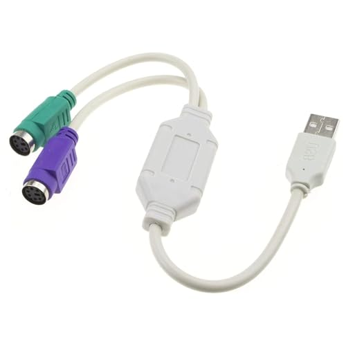 GERUI PS2-auf-USB-Konverterkabel, USB auf PS/2 Stecker, USB-zu-Maus-Kabel, Tastatur -Maus -Konverterkabel,f&uuml;r die Tastatur, PS2, Laptop（Wei&szlig;）