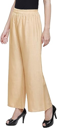 Image of Fancy Star Women Super-Combed Cotton and Rayon Solid Full Length Regular Palazzo
