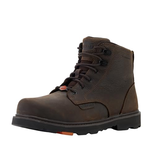 BRUNT Sullivan (Soft Toe) - Mens Size 10 Dark Brown - 6 Waterproof Work Boot - EH Rated - Slip + Oil Resistant - Heat-Resistant Sole - 90-Degree Defined Heel - Adjustable