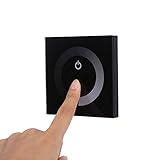 Atenuador de panel táctil de 12V-24V, herramienta accesoria de controlador de interruptor de pared para tira de luz LED de un solo color(Negro)