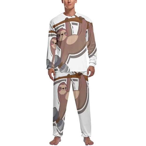 Ensemble de pyjama homme paresseux drôle avec haut manche longue et pantalon de nuit confort