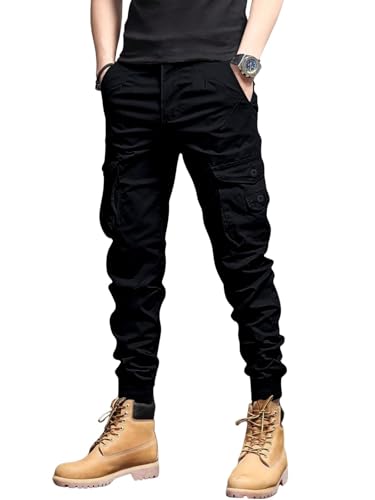 Image of Leriya Fashion Men's Cargo Pants | 6 Pocket Cotton Cargo Joggers for Men | Loose Fit Stylish Pant with Pockets | Casual Baggy Trousers & Streetwear Lower