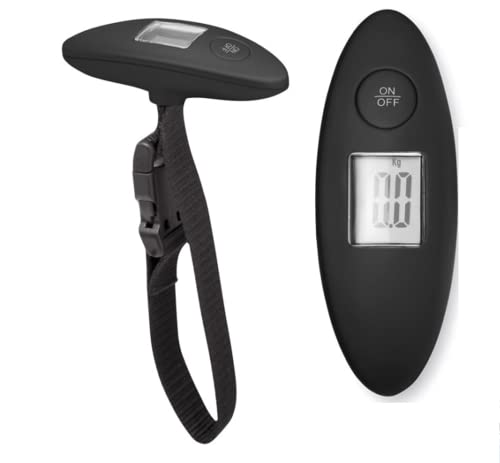 HMH Kofferwaage 11x3,7x2,5cm mit Band und Steckschnalle bis 40 kg Gepäckwaage digital kg lb Handwaage klein Tare und Hold Funktion Scale inkl. Knopfzelle Cover