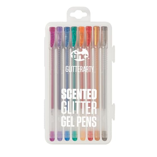 Tinc - Stylos Gel Pailletés Parfumés Glitterarty - Lot de 8 Couleurs Éclatantes avec Encre Fluide - Accessoire de Papeterie Créative pour Dessin et Cartes...