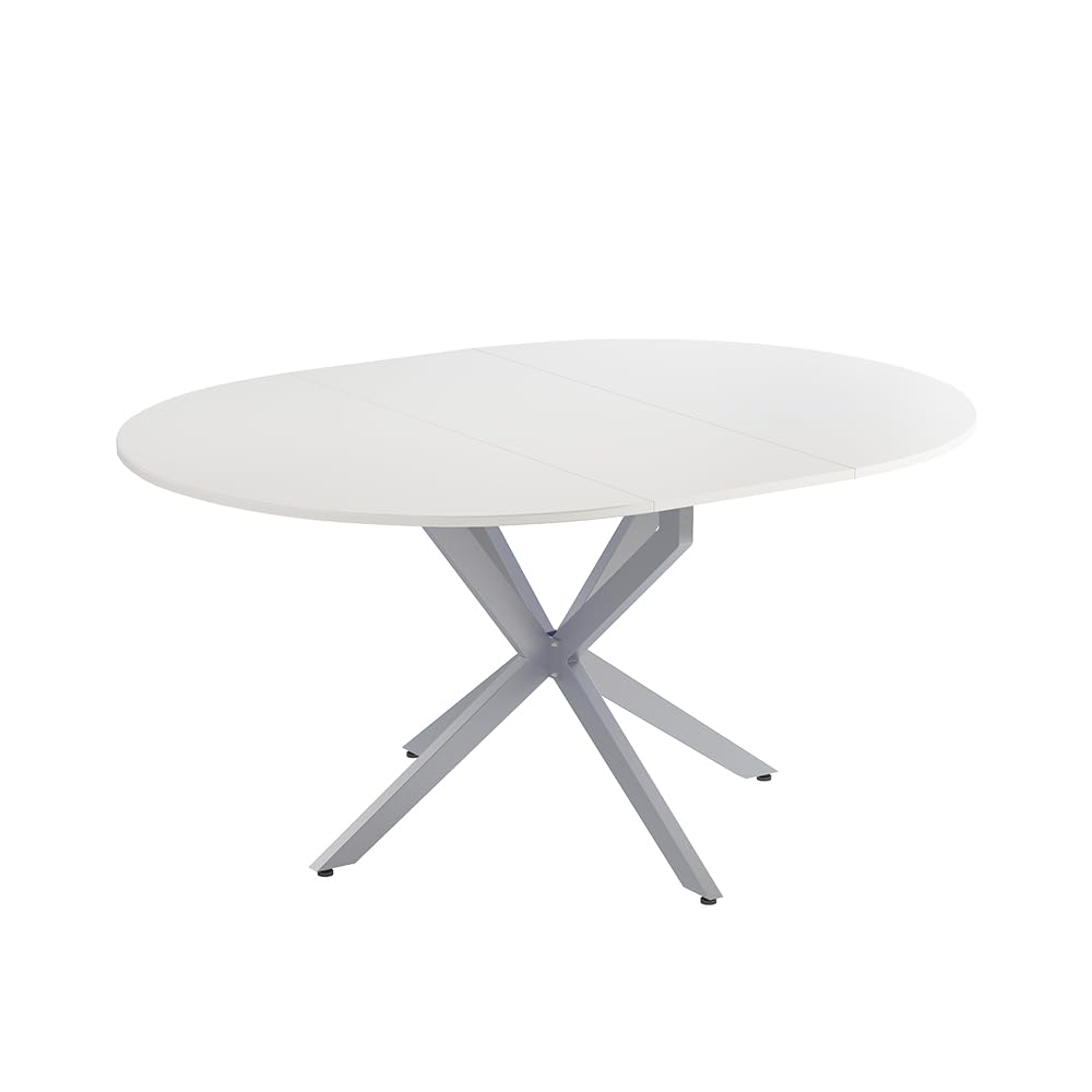 Vicco tavolo da pranzo allungabile Loyd, Bianco/Grigio, 120 x 76.5 cm Estensibile, adatto per l'estensione della superficie del tavolo quando necessario
