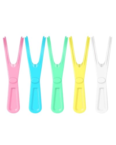 FUGLUS 5PCS Soportes De Hilo Dental Reutilizables,Dispensador De Hilo Dental De Plástico,Soporte De Repuesto,Hilo Dental En Forma De Y,Para Hilo Dental Cuidado,Limpiador De Alambre Dental