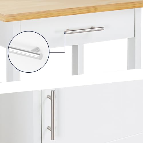 SUNLEI Rolling Kitchen Island with Single Door Cabinet, Kitchen Cart on Swivel Wheels, Coffee Cart Microwave Stand for Dining Room, White