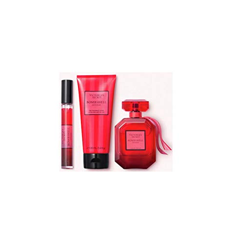 Victoria's Secret Women Gift Set Bombshell Intense 3 Piece Perfume & Fragrance Body Lotion & Rollerball