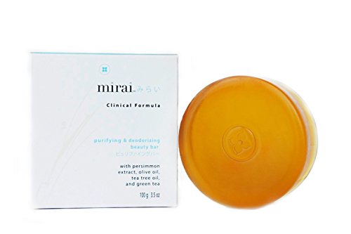 Mirai Clinical Handmade Japanese Persimmon Purifying and Deodorizing Chemical-Free Soap Bar for Men and Women 4 bars x 100 g each
