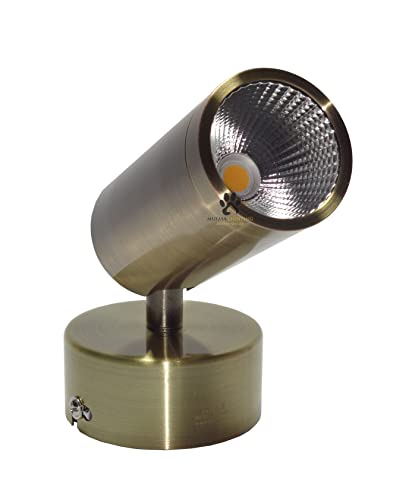 Mufasa 10 Watts Antique Brass Finish 6Inch LED Spotlight Focus Light Bedroom Reading Display Wall Light (Warm White)