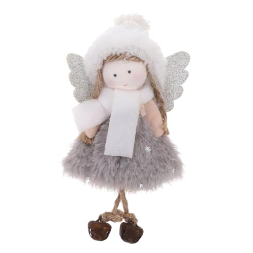 WRITWAA Decorazione Bambola Angelo Natalizia da Appendere Grigia, Ornamento Morbido per Albero di Natale, Pendente Festivo per Decorazioni Casa e Feste di Natale