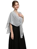 Hotshawl Womens Chiffon Shawls and Wraps, Wedding Party Shawl Scarf for Evening Dresses (Gray)