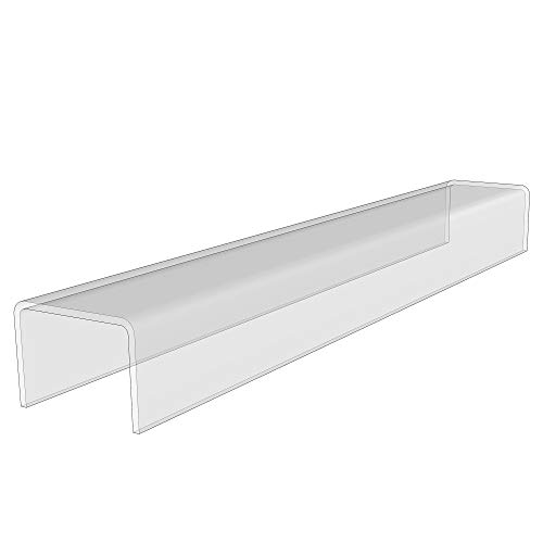 Clear Acrylic Display Risers- Premium Shelf Riser Display Stands and Plinths - Hoverstand- Made in UK (Long-4mm-58.5x9x7.5cm, Max Load 10kg)