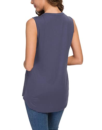 Neineiwu Women's Summer Loose Blouse Sleeveless V Neck T Shirts Casual Tops (Purple Gray S) #TOP4