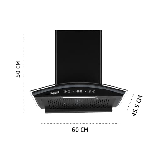 Image of Livpure Eterna 60 cm | Curved Glass | 1400 m /hr Suction | BLDC Motor | Filterless | Touch & Gesture Control | Low Noise | 10 Years Motor + 1 Year Comprehensive Warranty | Black