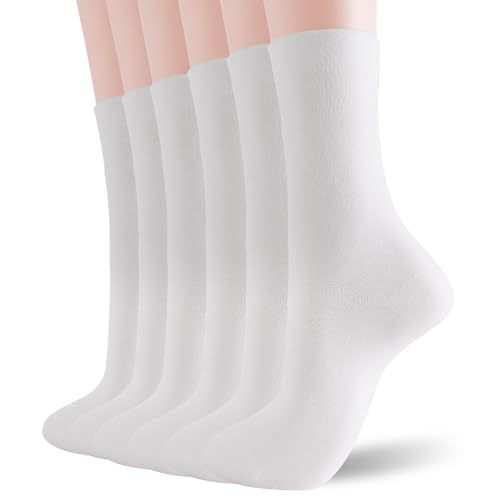 Image of Crew Socks for Women Soft Thin Cotton Socks Casual Athletic Ankle Calf Socks Girls 6 Pairs (5-9 Size)