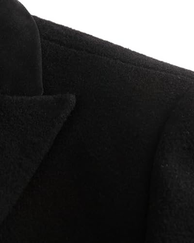 Herren schwarz Mantel Wolle & Kaschmir Toller Mantel lang zweireihig schwer warm Winte (44)