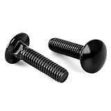 1/4-20 x 1-1/2' Carriage Bolts Screws, Stainless Steel 18-8 (304), Round Head, Square Neck, Fully Threaded, Black Finish, 25 PCS