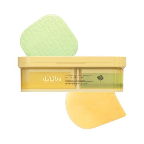 Image of d'alba Piedmont Double Quick Liposome Serum Mask Pad, 70 Gel+30 Peeling Pad | Vita Toning Collagen Gel Pads (70 Count) + Calming Toner Peeling Pads (30 Count), Exfoliating & Hydrating, 2 step in 1