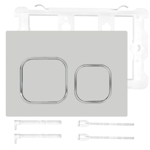 Placa de pulsador de inodoro, cisterna empotrada, compatible con las series Geberit Sigma, UP300 y UP320, doble descarga, con juego de palanca de lavado y marco de montaje (gris)