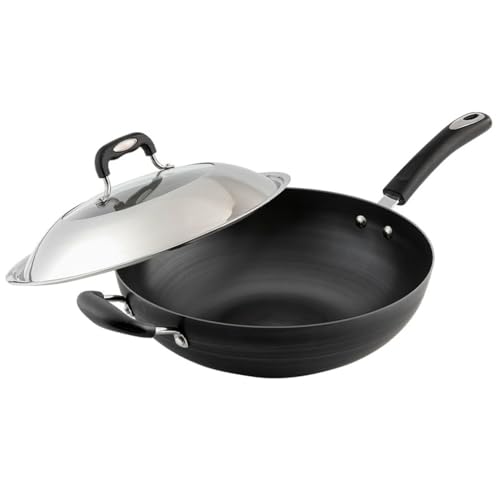 Wok con base plana, tradicional chino, 32 cm
