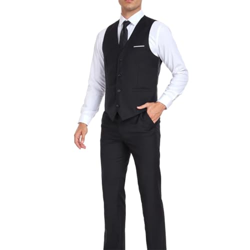 Men's 3-Piece Classic Suit Slim Fit Blazer Vest Pants Solid Color for Weddings Business4