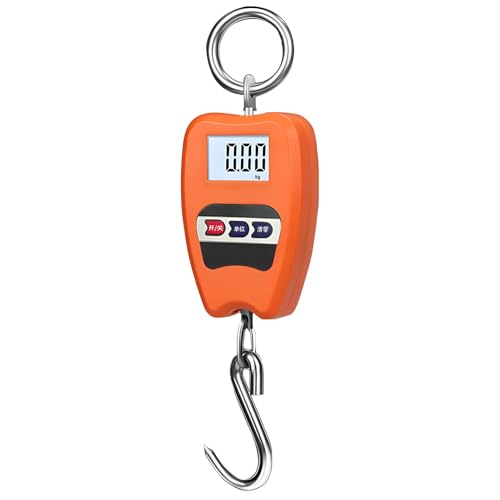 Machify Hanging Scale, Digital, Orange, Stainless Steel Hook, 440.9 Lbs Industrial