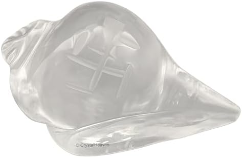 Crystal Heaven Sphatik Shankh with Engraved swastik Original Certified Idol - AAA Grade Sphatik Healing Clear Quartz Crystal for Mediation Pooja (10-20 Gram)