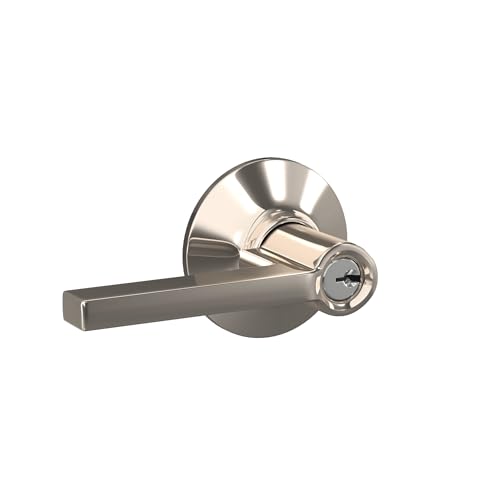 Image of SCHLAGE F51A LAT 618 Latitude Lever Keyed Entry Lock, Polished Nickel