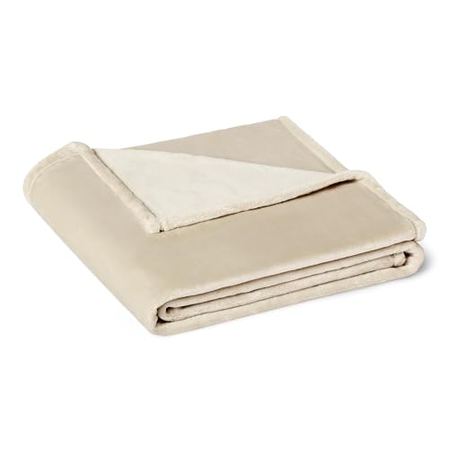 Image of VOMZER Premium Plush Double Blanket | 300 GSM Lightweight Cozy Soft for Bed Sofa Couch Travel Camping| 254X229 Cm /90x100 Inches Buff Beige