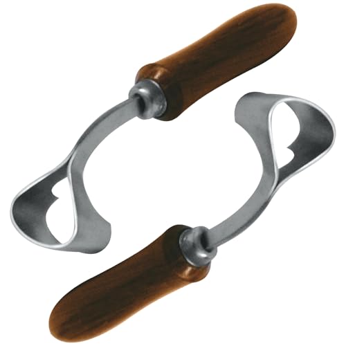 Image of 7 Inch Swiss Hoof Knife Double Edged - Stainless Steel Curved Blade Farrier Tool with Round Wooden Grip, Multipurpose Hoof Trimming Knife for Livestock. (Right Hand)
