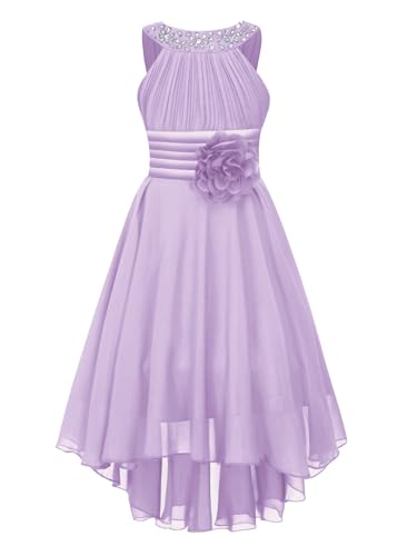 Sywiyi Kids Girls Halter Neck Chiffon High Low Hem Dress Wedding Bridesmaid Gown Party Gown