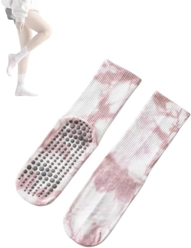 Image of VAZZIC Women's Tie Dye Sport Socks - 1 /4 /5 /6 Pairs Non Slip Grip Cushioned Crew & Long Floor Socks
